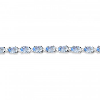 Moonstone & Diamond Tennis Bracelet 14k White Gold (12.00ct)