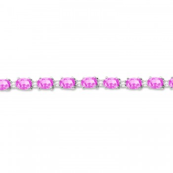 Pink Sapphire & Diamond Tennis Bracelet 14k White Gold (12.00ct)