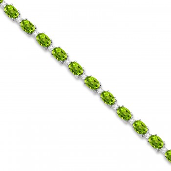 Peridot & Diamond Tennis Bracelet 14k White Gold (12.00ct)