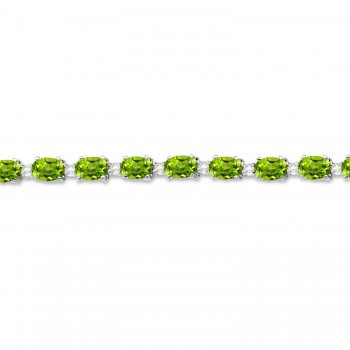 Peridot & Diamond Tennis Bracelet 14k White Gold (12.00ct)