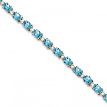 Blue Topaz & Diamond Tennis Bracelet 14k Yellow Gold (12.00ct)