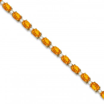 Citrine & Diamond Tennis Link Bracelet 14k Yellow Gold (12.00ct)