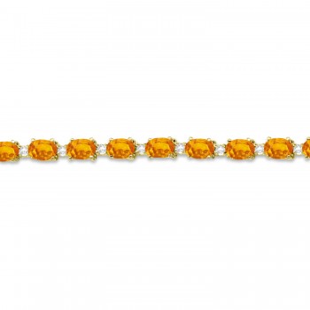 Citrine & Diamond Tennis Link Bracelet 14k Yellow Gold (12.00ct)