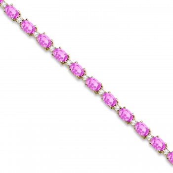 Pink Sapphire & Diamond Tennis Bracelet 14k Yellow Gold (12.00ct)