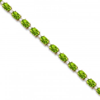 Peridot & Diamond Tennis Bracelet 14k Yellow Gold (12.00ct)