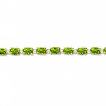 Peridot & Diamond Tennis Bracelet 14k Yellow Gold (12.00ct)