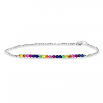 Rainbow Sapphire Chain Bracelet 14K White Gold (0.52ct)