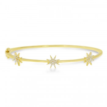 Diamond Star Bangle Bracelet 14K Yellow Gold (0.14ct)