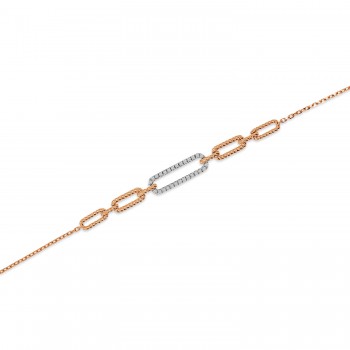 Diamond Paperclip Chain Bracelet 14k Rose Gold (0.17ct)