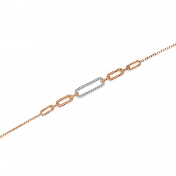 Diamond Paperclip Chain Bracelet 14k Rose Gold (0.17ct)