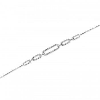 Diamond Paperclip Chain Bracelet 14k White Gold (0.17ct)