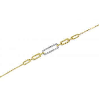 Diamond Paperclip Chain Bracelet 14k Yellow Gold (0.17ct)