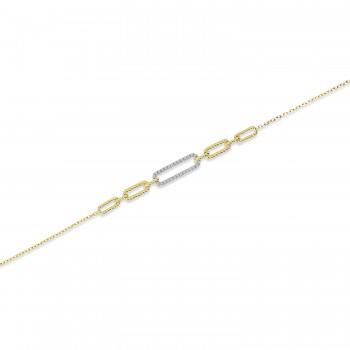 Diamond Paperclip Chain Bracelet 14k Yellow Gold (0.17ct)