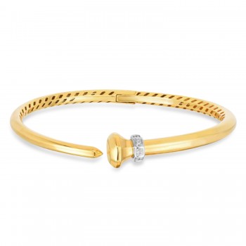 Diamond Hardware Bangle Bracelet 14K Yellow Gold (0.05ct)