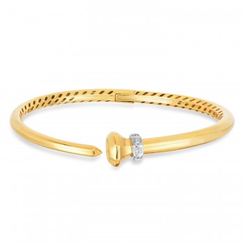 Diamond Hardware Bangle Bracelet 14K Yellow Gold (0.05ct)