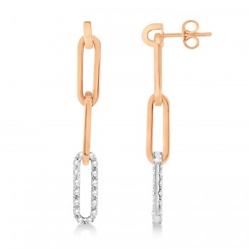 Diamond Paperclip Drop Earrings 14k Rose Gold (0.64ct)