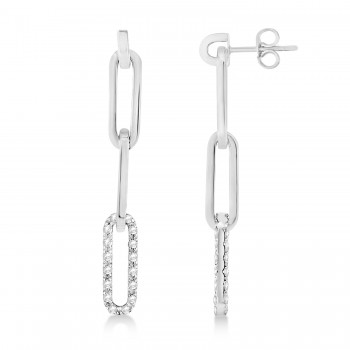 Diamond Paperclip Drop Earrings 14k White Gold (0.64ct)