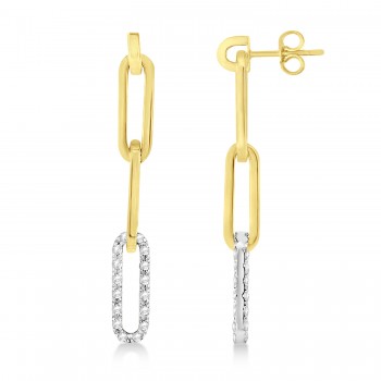 Diamond Paperclip Drop Earrings 14k Yellow Gold (0.64ct)
