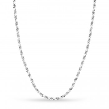 Rope Chain Necklace With Lobster Lock 14k White Gold