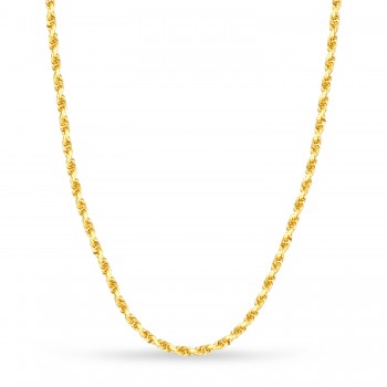 Rope Chain Necklace With Lobster Lock 14k Yellow Gold