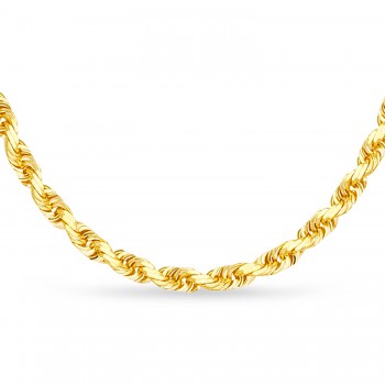 Rope Chain Necklace With Lobster Lock 14k Yellow Gold