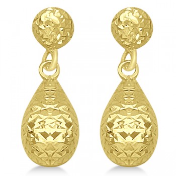 Textured Dangle Teardrop Earrings in 14k Yellow Gold