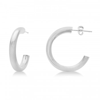 Small Open Hoop Earrings 14k White Gold