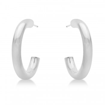 Small Open Hoop Earrings 14k White Gold