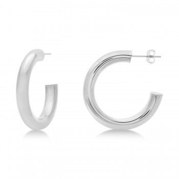 Medium Open Hoop Earrings 14k White Gold