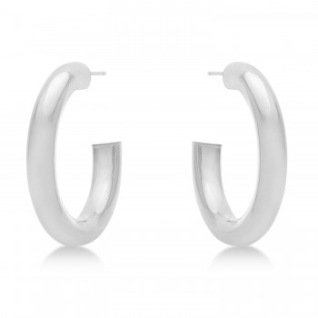 Medium Open Hoop Earrings 14k White Gold