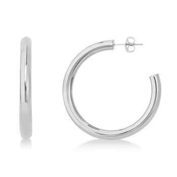 Large Open Hoop Earrings 14k White Gold