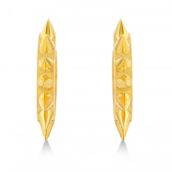 Spike Design Huggie Earrings 14k Yellow Gold