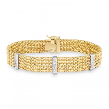 Large Five Row Popcorn Diamond Bangle Bracelet 14K Yellow Gold (0.27 ct)