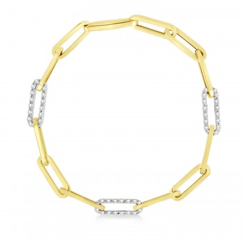 Diamond Paperclip Chain Bracelet 14k Yellow Gold (0.96ct)