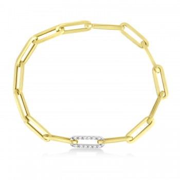 Diamond Paperclip Chain Bracelet 14k Yellow Gold (0.32ct)