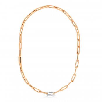 Diamond Paperclip Chain Necklace 14k Rose Gold (0.32ct)