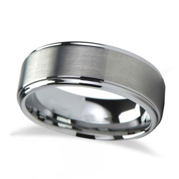 Raised Center Brushed Finish Tungsten Wedding Band (6mm)