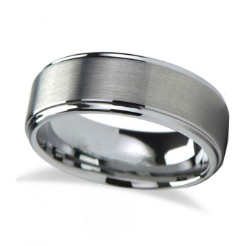 Raised Center Brushed Finish Tungsten Wedding Band (7mm)