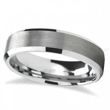 Brushed Center Beveled Tungsten Wedding Band (6mm)