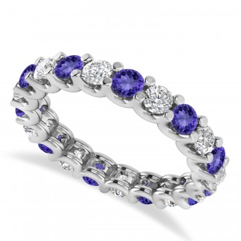 Diamond & Tanzanite Eternity Wedding Band 14k White Gold (2.10ct)