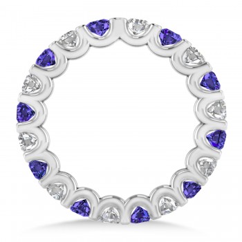 Diamond & Tanzanite Eternity Wedding Band 14k White Gold (2.10ct)