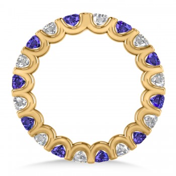 Diamond & Tanzanite Eternity Wedding Band 14k Yellow Gold (2.10ct)