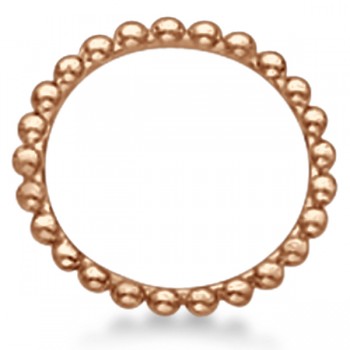 Women's Plain Metal Solid Beaded Stackable Ring 14k Rose Gold