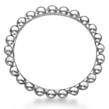 Women's Plain Metal Solid Beaded Stackable Ring 14k White Gold