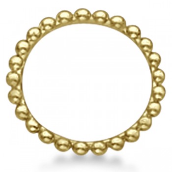 Women's Plain Metal Solid Beaded Stackable Ring 14k Yellow Gold