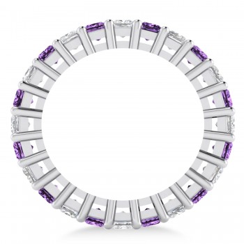 Princess Diamond & Amethyst Wedding Band 14k White Gold (3.12ct)