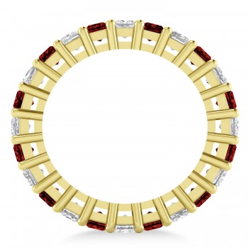 Princess Diamond & Garnet Wedding Band 14k Yellow Gold (3.12ct)