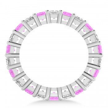 Princess Diamond & Pink Sapphire Wedding Band 14k White Gold (4.18ct)