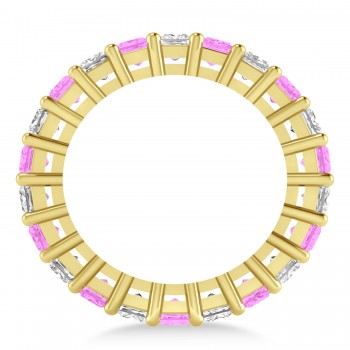 Princess Diamond & Pink Sapphire Wedding Band 14k Yellow Gold (5.61ct)