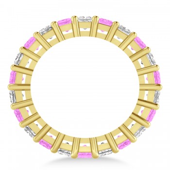 Princess Diamond & Pink Sapphire Wedding Band 14k Yellow Gold (7.17ct)